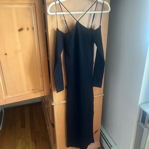 Line & Dot Black Off-Shoulder Dress